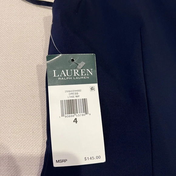 NWT Lauren Ralph Lauren navy Dress with cutout size 4 - Picture 2 of 7